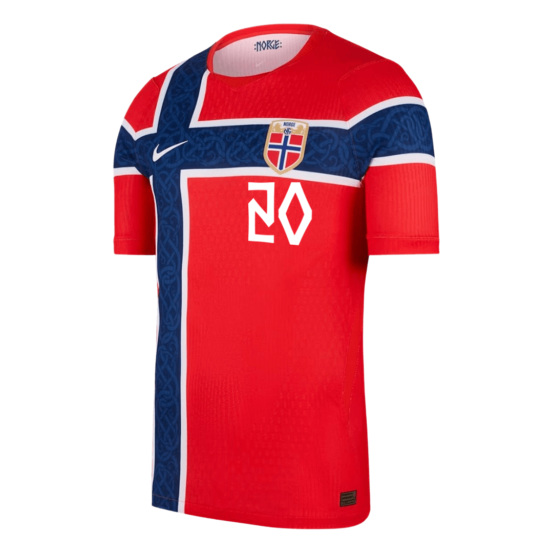 Versão do Jogador NUSA #20 Norway Casa Copa do Mundo Futebol Camisas 2026 Vermelho