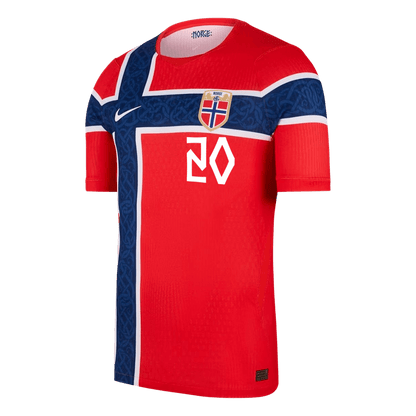 Versão do Jogador NUSA #20 Norway Casa Copa do Mundo Futebol Camisas 2026 Vermelho