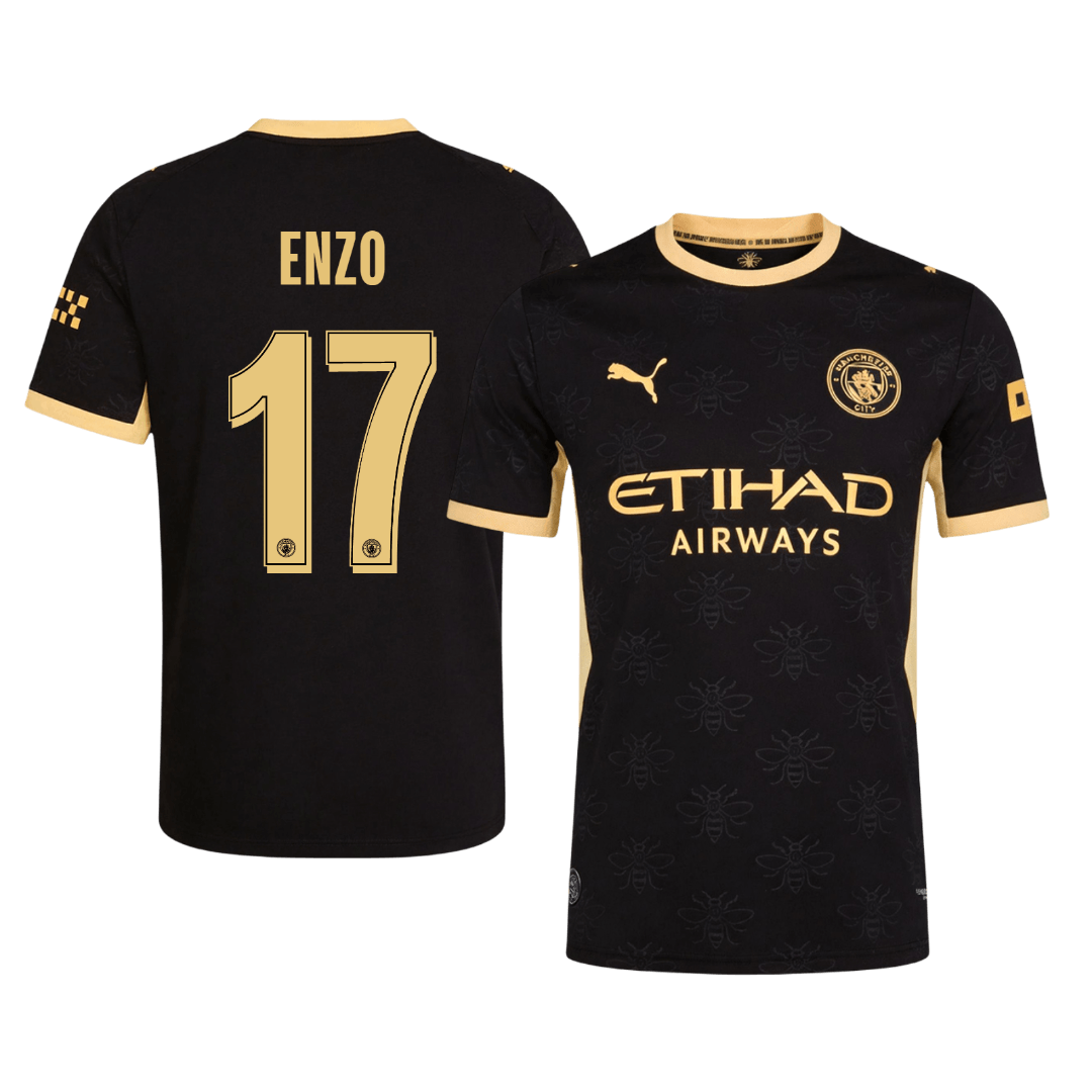Versão do Jogador ENZO #17 Manchester City Fora Futebol Camisas 2026/27 Preto - UCL