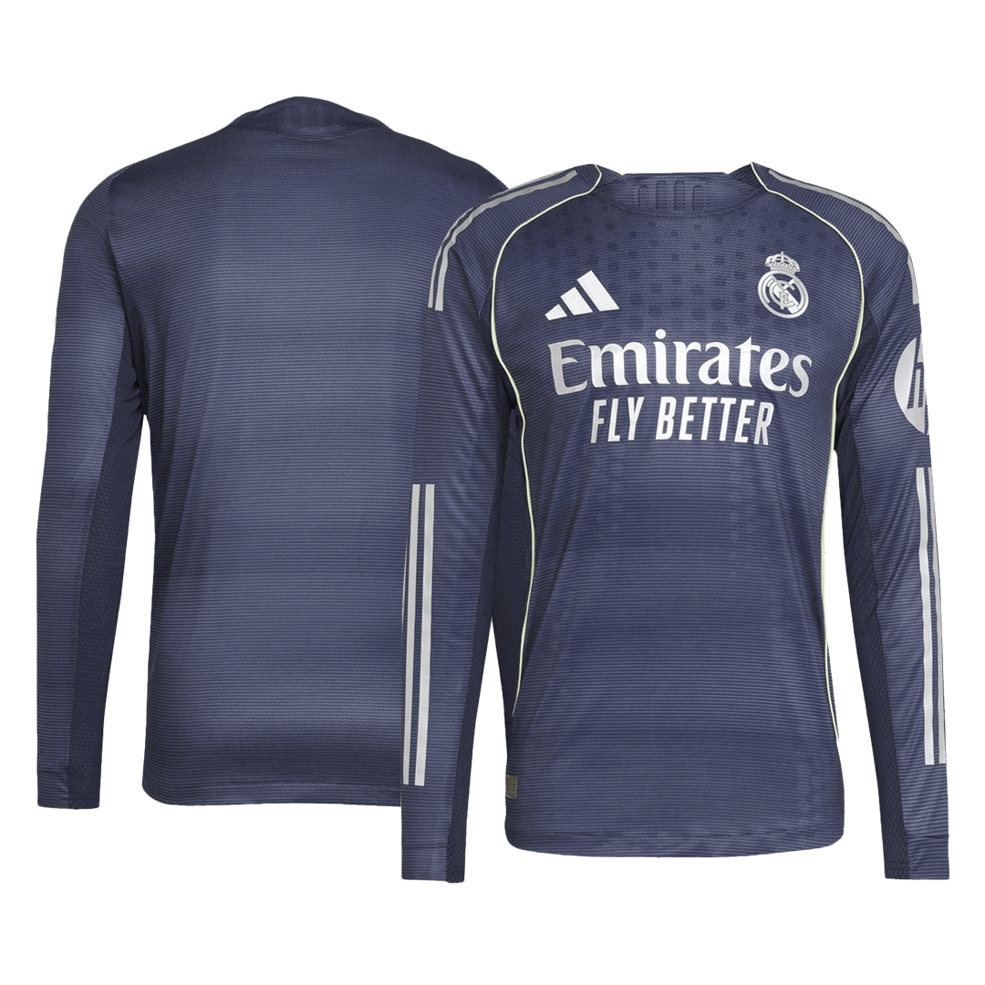 Real Madrid Fora Manga Longa Futebol Camisas 2025/26 Marinha