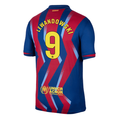 LEWANDOWSKI #9 Barcelona Quarta Camisa 2025/26 Vermelho&Azul