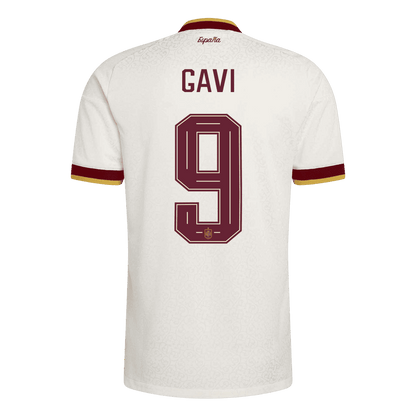 Versão do Jogador GAVI #9 Spain Fora Copa do Mundo Futebol Camisas 2026 Branco