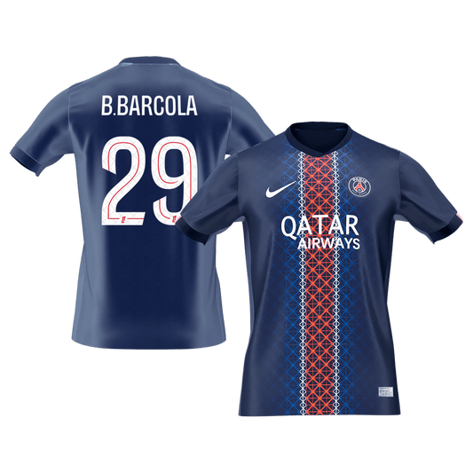 B.BARCOLA #29 PSG Casa Futebol Camisas 2025/26 Marinha