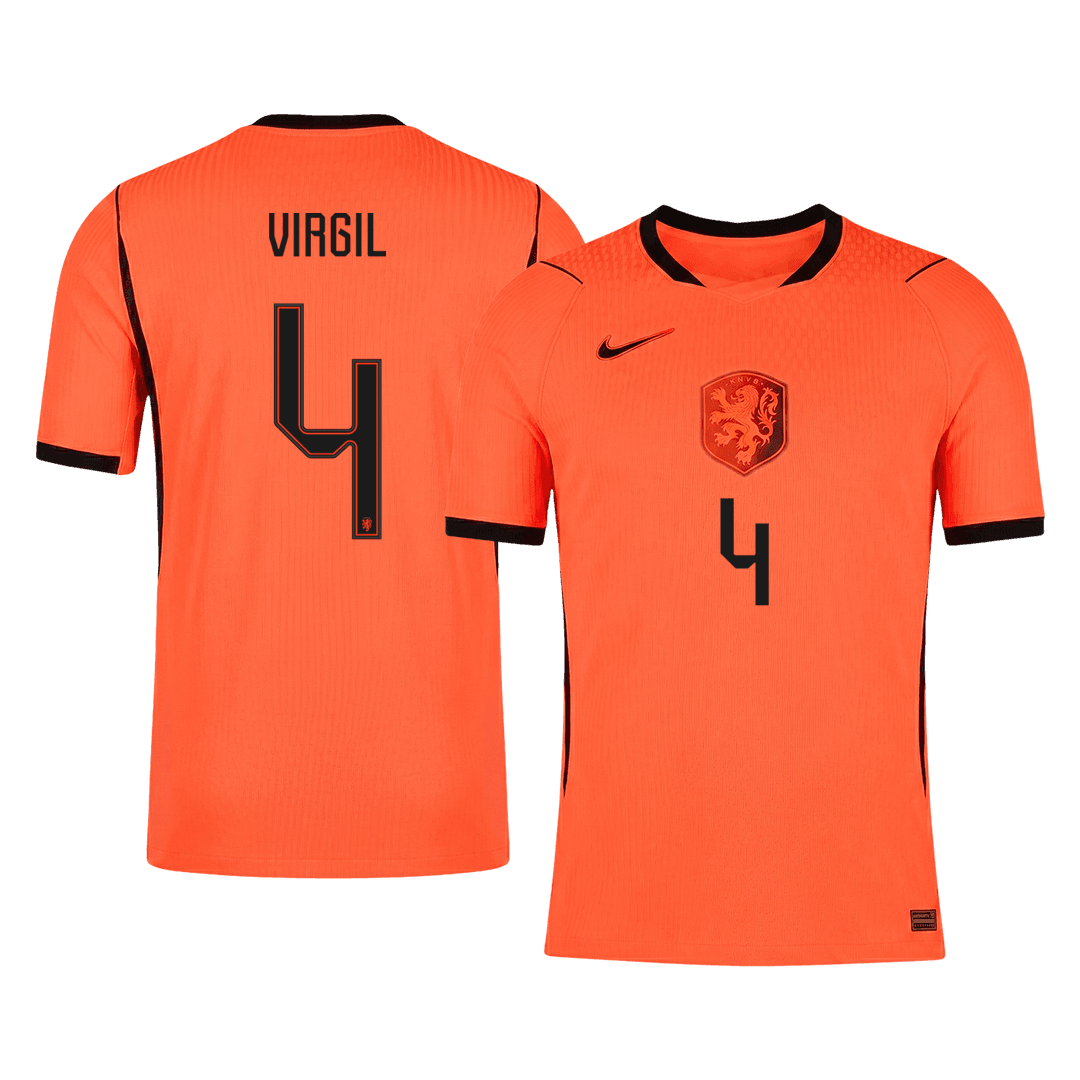 Versão do Jogador VIRGIL #4 Netherlands Casa Copa do Mundo Futebol Camisas 2026 Laranja