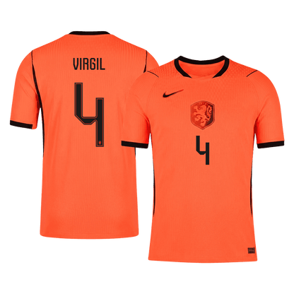 Versão do Jogador VIRGIL #4 Netherlands Casa Copa do Mundo Futebol Camisas 2026 Laranja