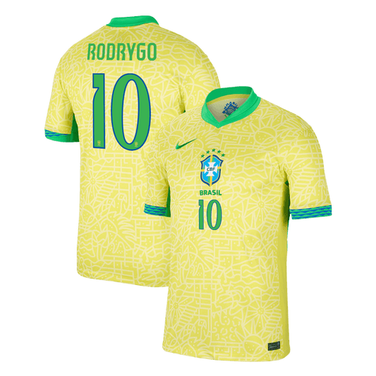 RODRYGO #10 Brazil Home Custom Football Jersey 2024