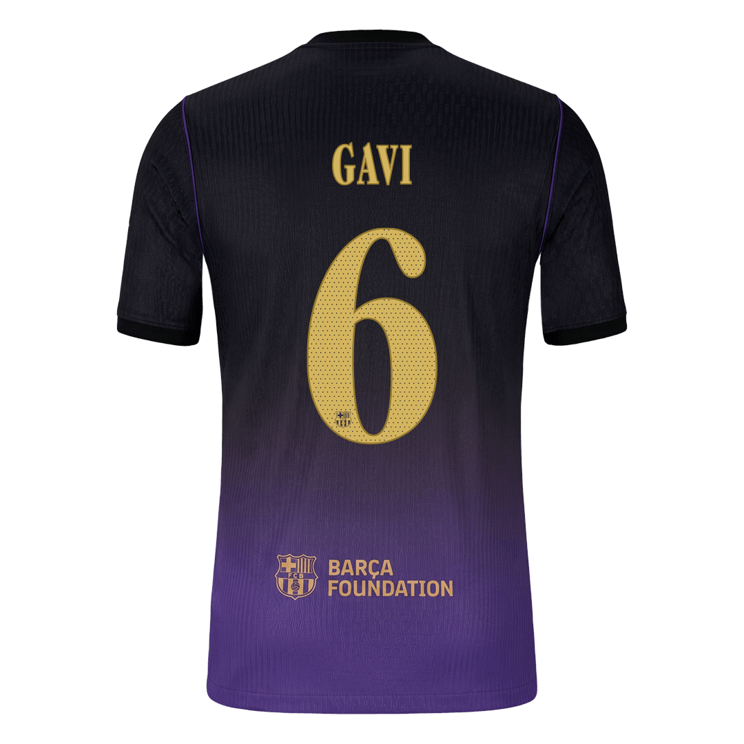 Versão do Jogador GAVI #6 Barcelona Fora Futebol Camisas 2026/27 - UCL