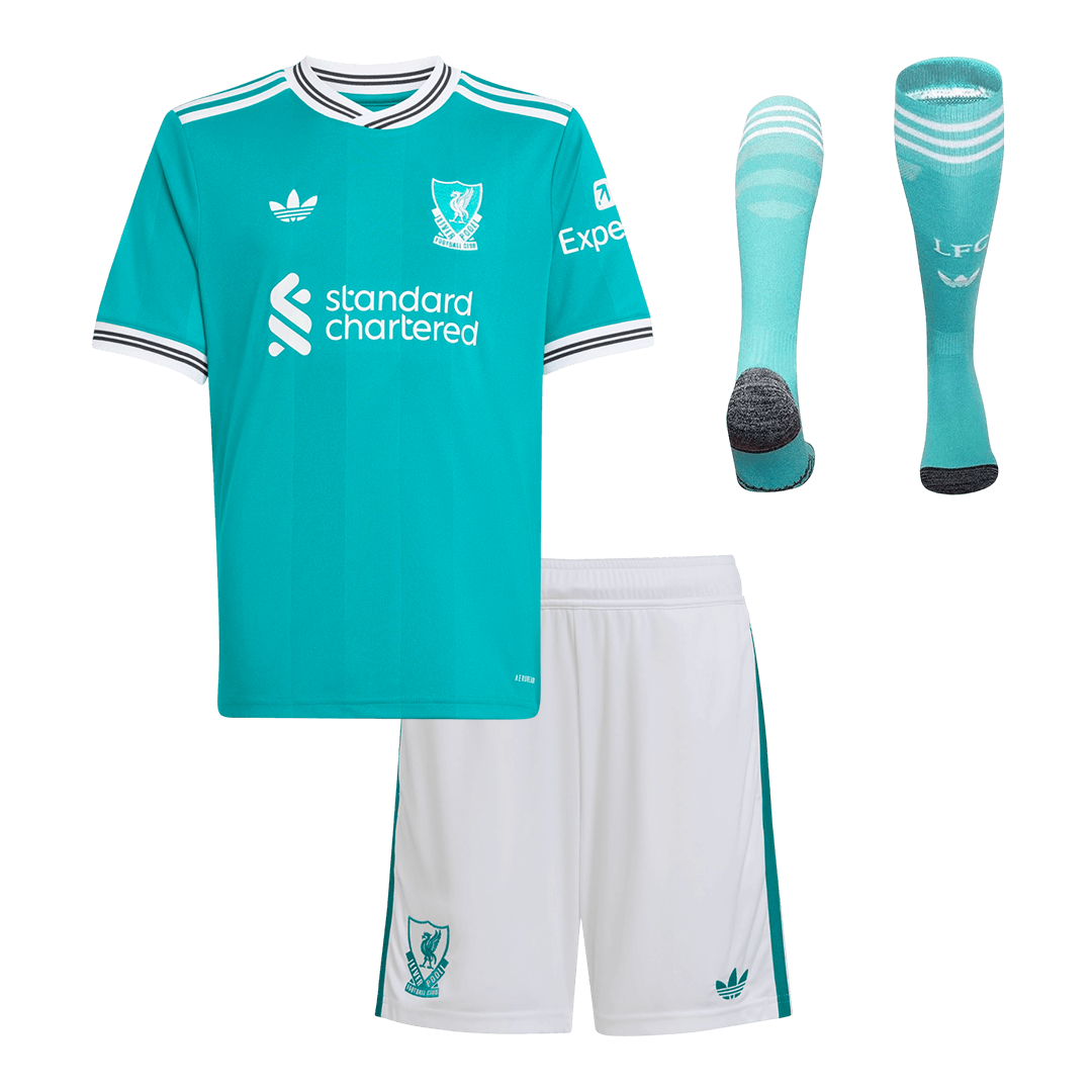 Liverpool Infantil 
 Terceira Conjunto (Camisa+Shorts+Meias) 2025/26 Verde