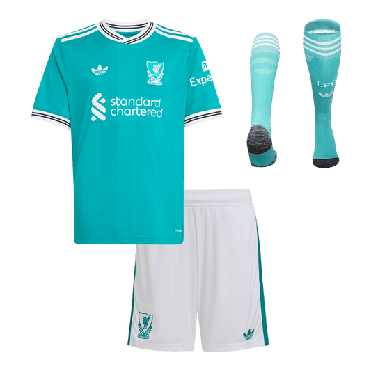 Liverpool Infantil 
 Terceira Conjunto (Camisa+Shorts+Meias) 2025/26 Verde