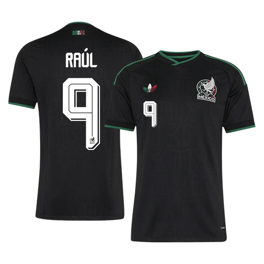 Versão do Jogador RAÚL #9 Mexico Terceira Copa do Mundo Futebol Camisas 2026 Preto