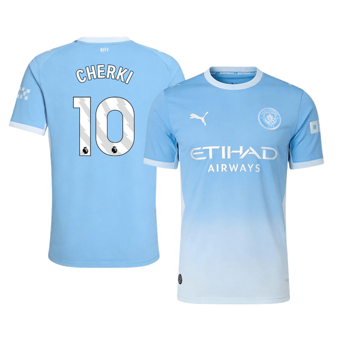 Versão do Jogador CHERKI #10 Manchester City Casa Futebol Camisas 2026/27 Azul