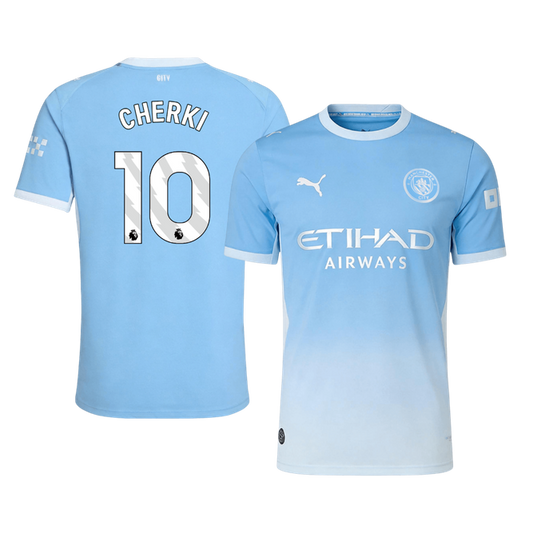 Versão do Jogador CHERKI #10 Manchester City Casa Futebol Camisas 2026/27 Azul