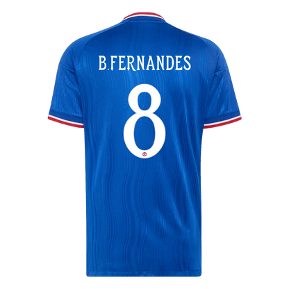Versão do Jogador B. FERNANDES #8 Manchester United Fora Futebol Camisas 2026/27 Azul - UCL