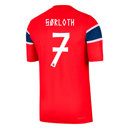 Versão do Jogador SØRLOTH #7 Norway Casa Copa do Mundo Futebol Camisas 2026 Vermelho