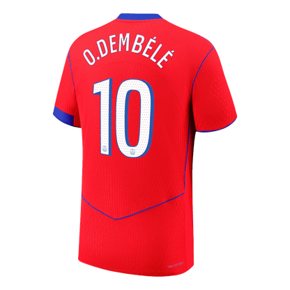 Jogador O.DEMBÉLÉ #10 PSG Fora Terceira Futebol Camisas 2025/26 Vermelho