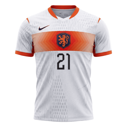 Versão do Jogador F.DE JONG #21 Netherlands Fora Copa do Mundo Futebol Camisas 2026 Branco