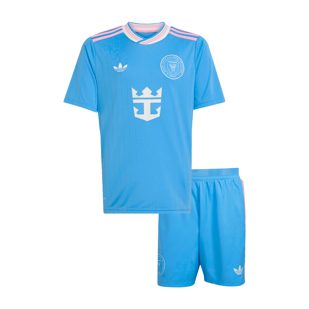 Inter Miami CF 
 Fora Terceira 
Camisas Infantis 
Conjunto 2025 
 Azul