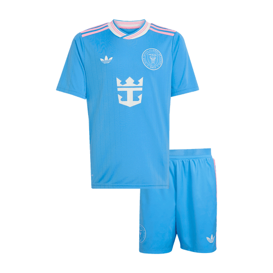 Inter Miami CF 
 Fora Terceira 
Camisas Infantis 
Conjunto 2025 
 Azul