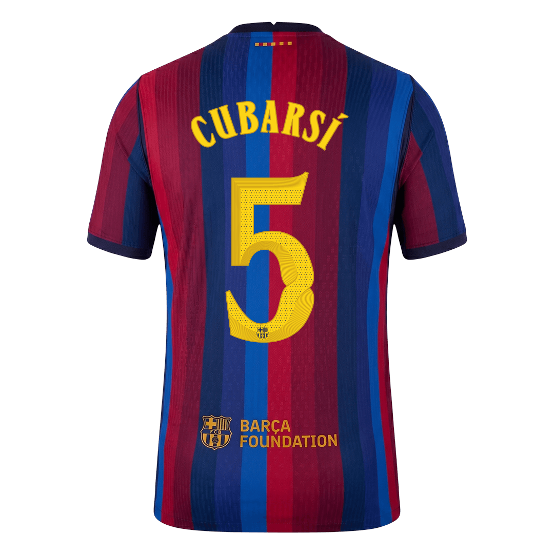 Versão do Jogador CUBARSÍ #5 Barcelona Casa Futebol Camisas 2026/27 - UCL