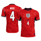 Versão do Jogador RICE #4 England Fora Copa do Mundo Futebol Camisas 2026 Vermelho