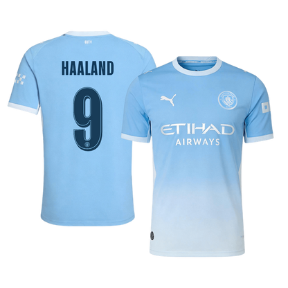 Versão do Jogador HAALAND #9 Manchester City Casa Futebol Camisas 2026/27 Azul - UCL