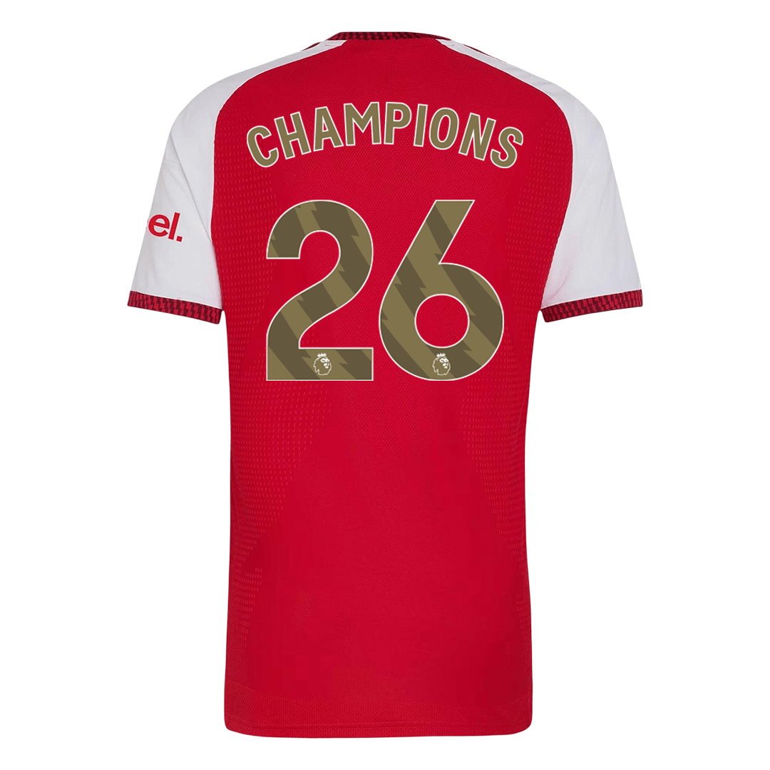 Versão do Jogador CHAMPIONS #26 Arsenal Casa Futebol Camisas 2026/27 Vermelho - camisola de futebol para adeptos