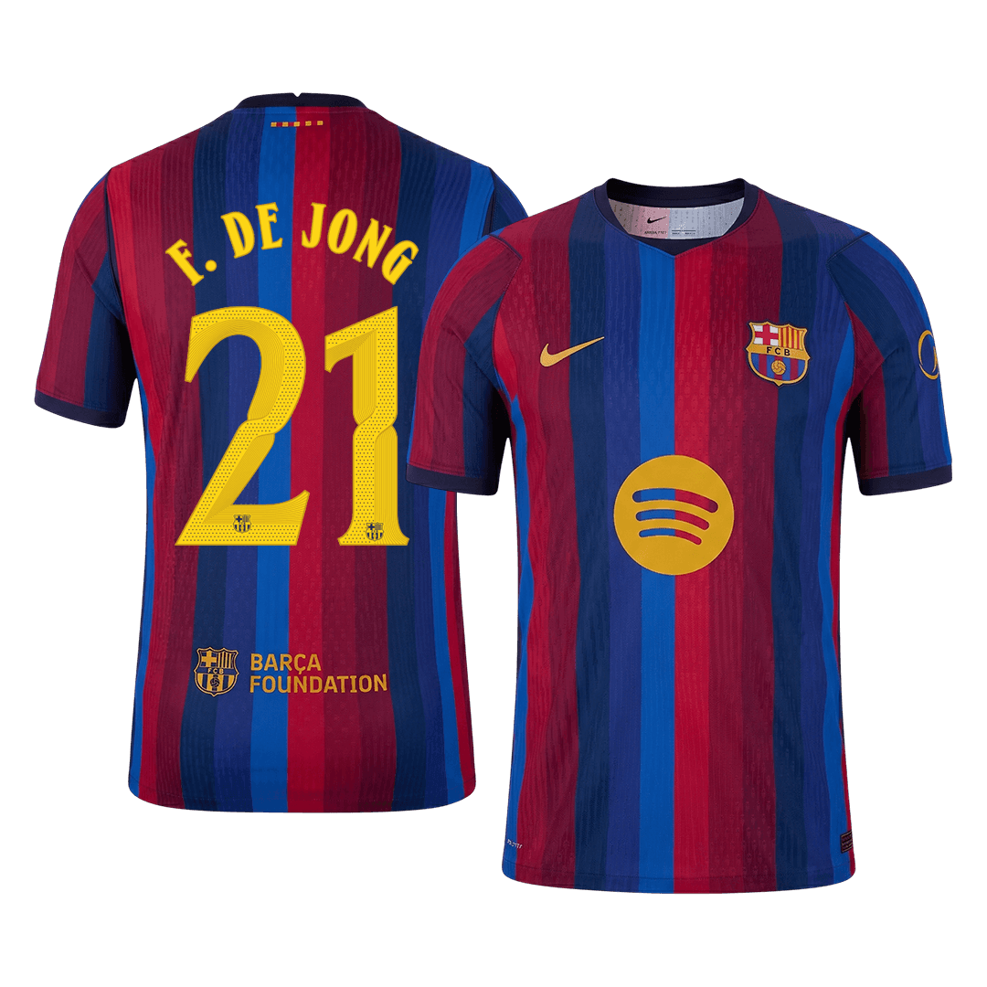 Versão do Jogador F. DE JONG #21 Barcelona Casa Futebol Camisas 2026/27 - UCL