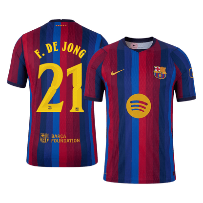 Versão do Jogador F. DE JONG #21 Barcelona Casa Futebol Camisas 2026/27 - UCL