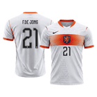 Versão do Jogador F.DE JONG #21 Netherlands Fora Copa do Mundo Futebol Camisas 2026 Branco