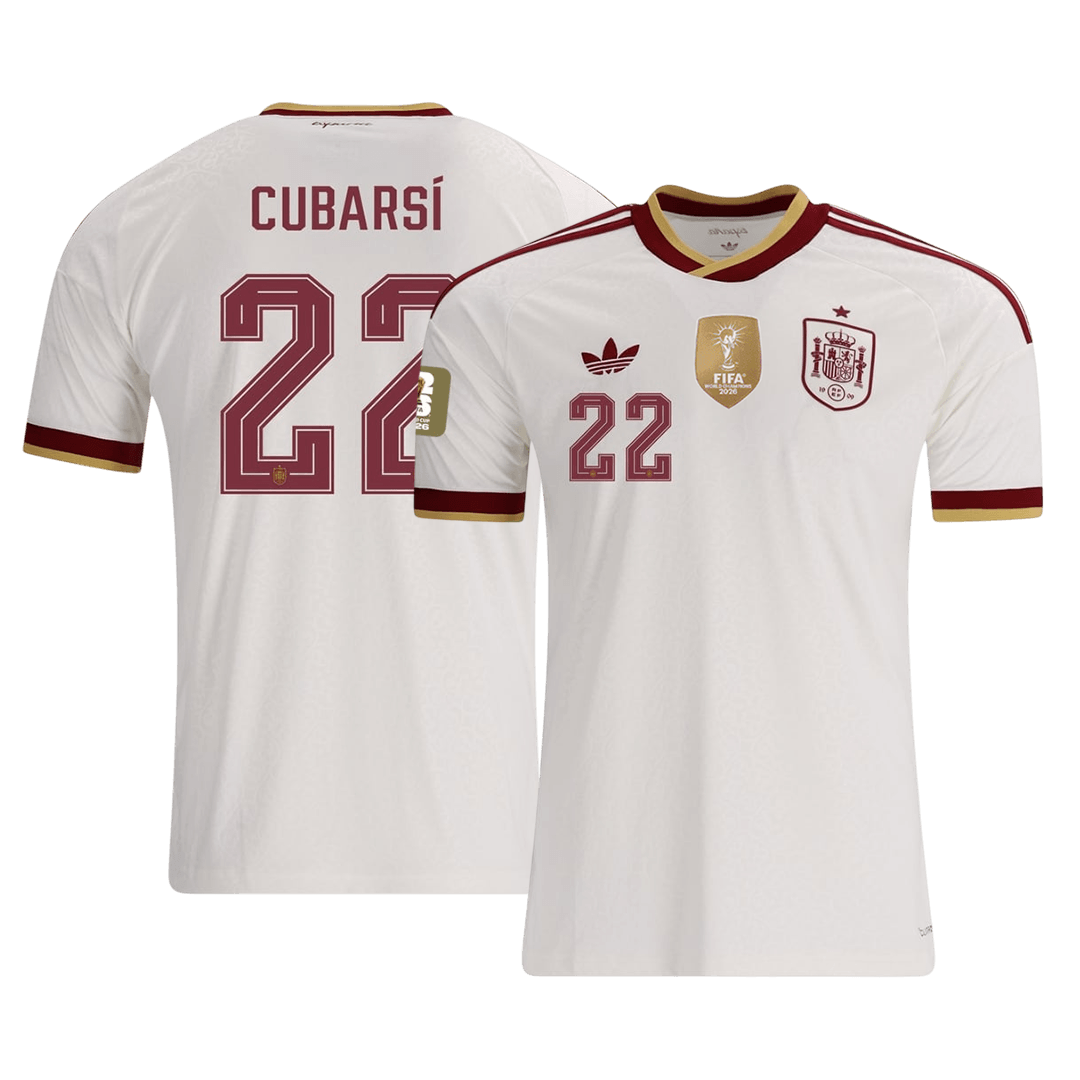 CUBARSÍ #22 Spain Fora Copa do Mundo Camisa 2026 Branco