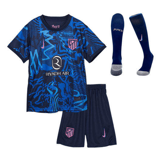 Crianças Atlético de Madrid Personalizado Terceiro Fora Kits Completos de Futebol 2024/25