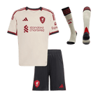 Liverpool Infantil Fora Futebol Camisa Conjunto (Camisa + Calção + Meias) 2025/26 Branco