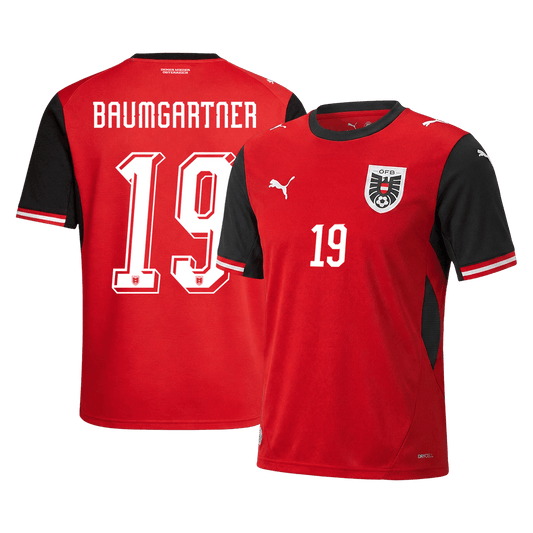 BAUMGARTNER #19 Austria Casa Camisa Copa do Mundo 2026 Vermelho - camisola de futebol para adeptos em