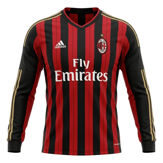 Retrô AC Milan Casa Manga Longa Camisa 2013/14