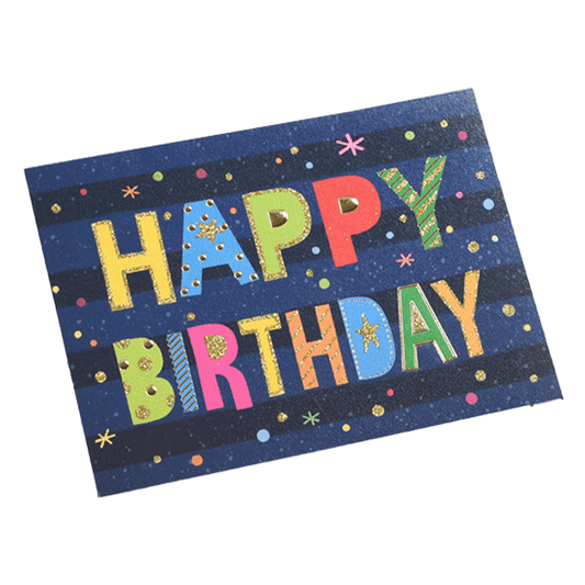 Custom Colored Letters Birthday Card Navy