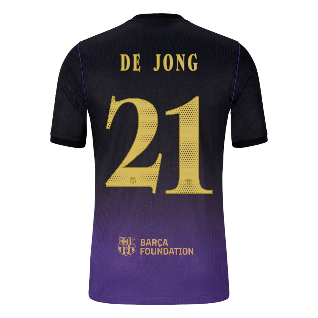 Versão do Jogador F. DE JONG #21 Barcelona Fora Futebol Camisas 2026/27 - UCL