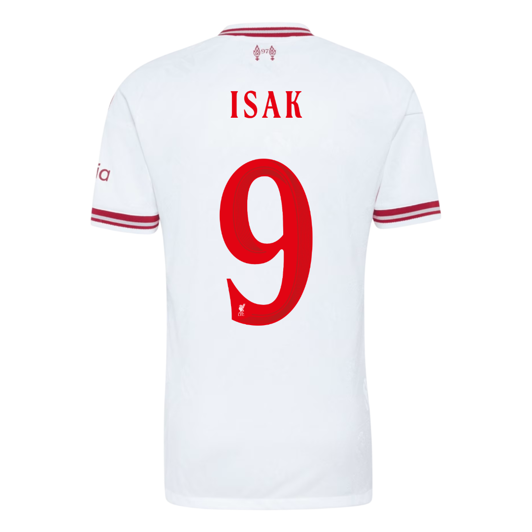 Versão do Jogador ISAK #9 Liverpool Fora Futebol Camisas 2026/27 Branco - UCL