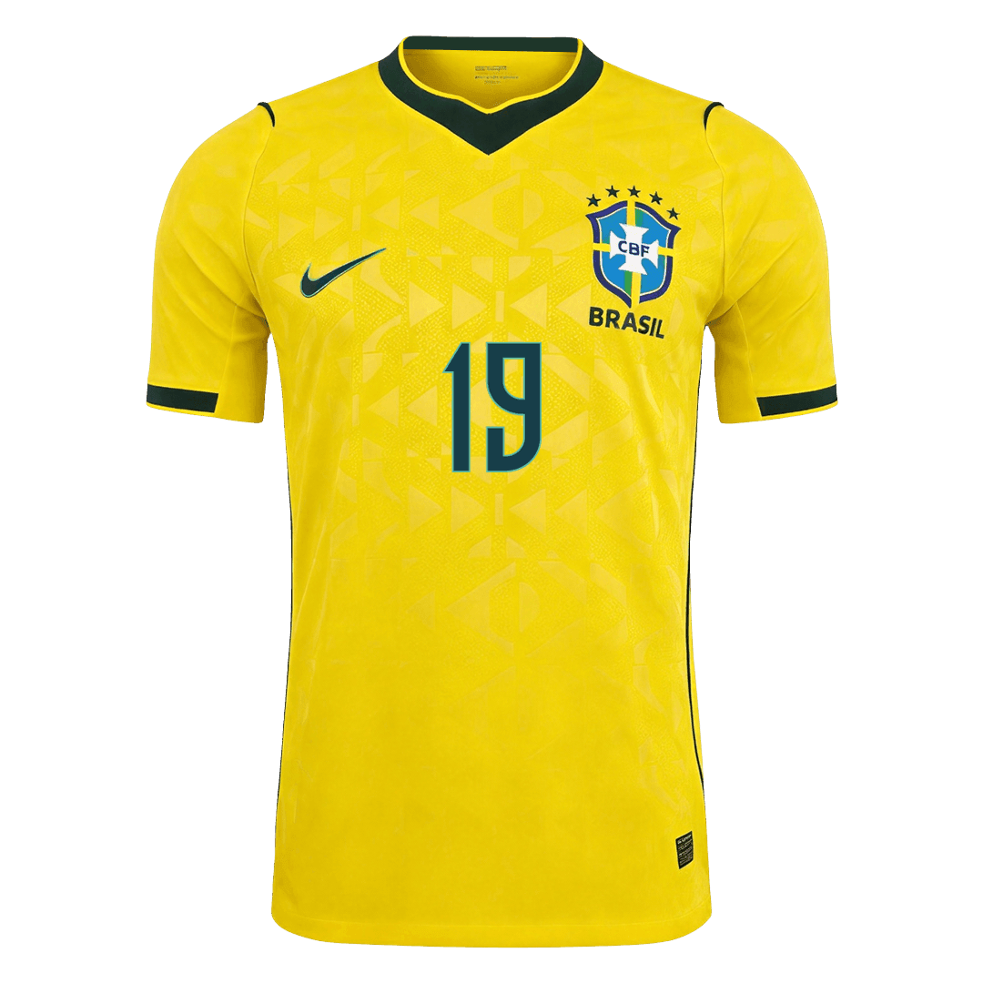 Versão do Jogador ENDRICK #19 Brazil Casa Copa do Mundo Futebol Camisas 2026 Amarelo