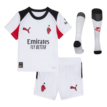AC Milan Infantil 
 Fora Futebol Camisa Conjunto (Camisa+Shorts+Meias) 2025/26 Branco