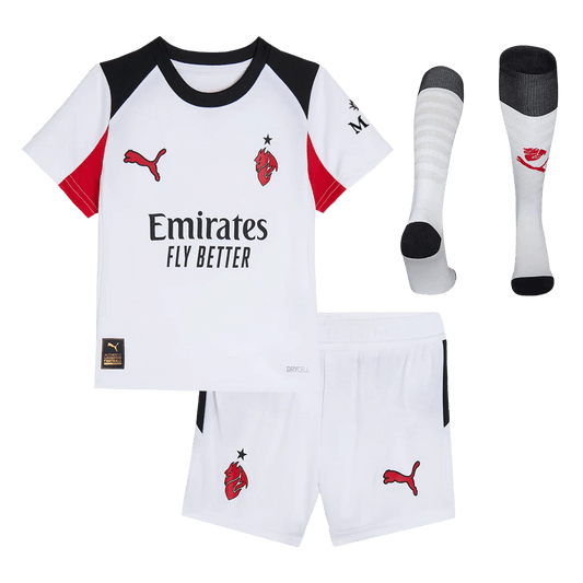 AC Milan Infantil 
 Fora Futebol Camisa Conjunto (Camisa+Shorts+Meias) 2025/26 Branco