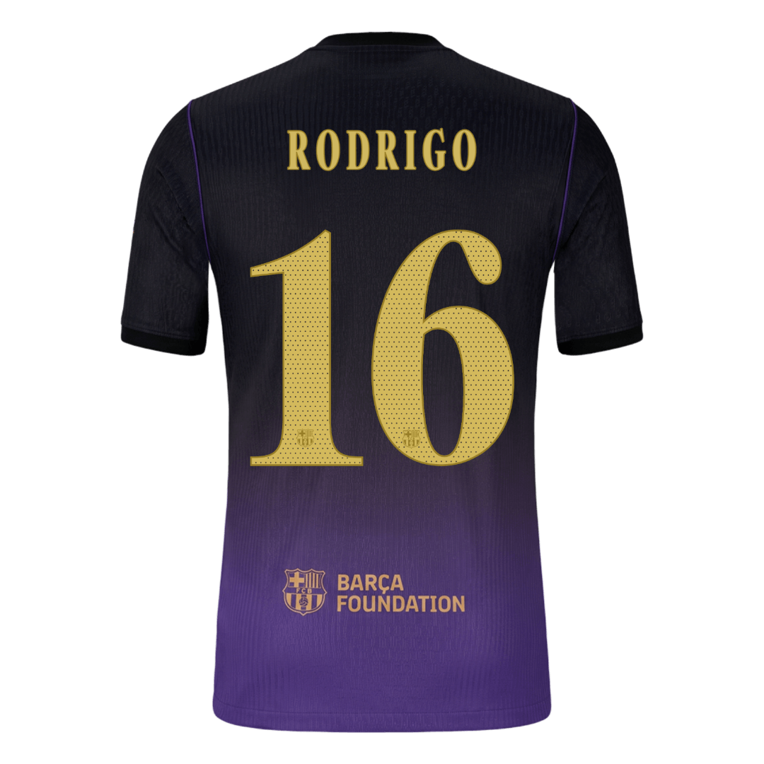 Versão do Jogador RODRIGO #16 Barcelona Fora Futebol Camisas 2026/27 - UCL