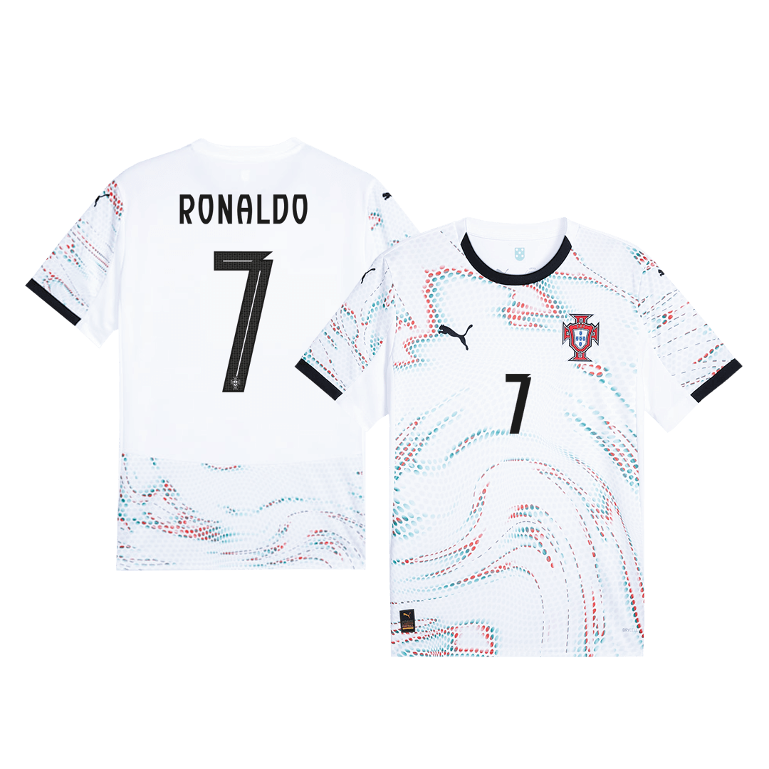 Camisola de futebol RONALDO #7 Portugal Fora de casa Camisola personalizada 2025