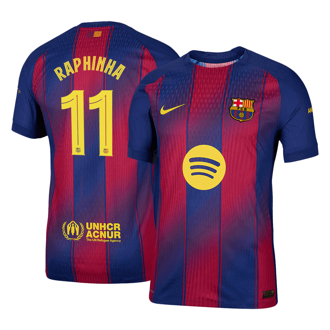 Autêntico RAPHINHA #11 Barcelona Casa UCL Futebol Camisas 2025/26