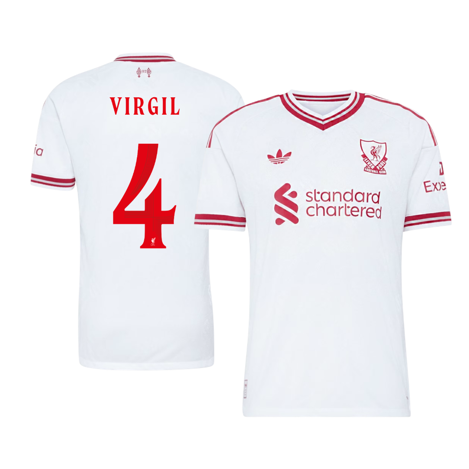 Versão do Jogador VIRGIL #4 Liverpool Fora Futebol Camisas 2026/27 Branco - UCL