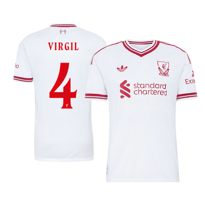 Versão do Jogador VIRGIL #4 Liverpool Fora Futebol Camisas 2026/27 Branco - UCL