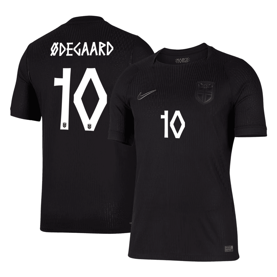 Versão do Jogador ØDEGAARD #10 Norway Fora Copa do Mundo Futebol Camisas 2026 Preto