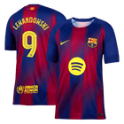 LEWANDOWSKI #9 Barcelona Casa Camisa 2025/26- Vermelho&Azul