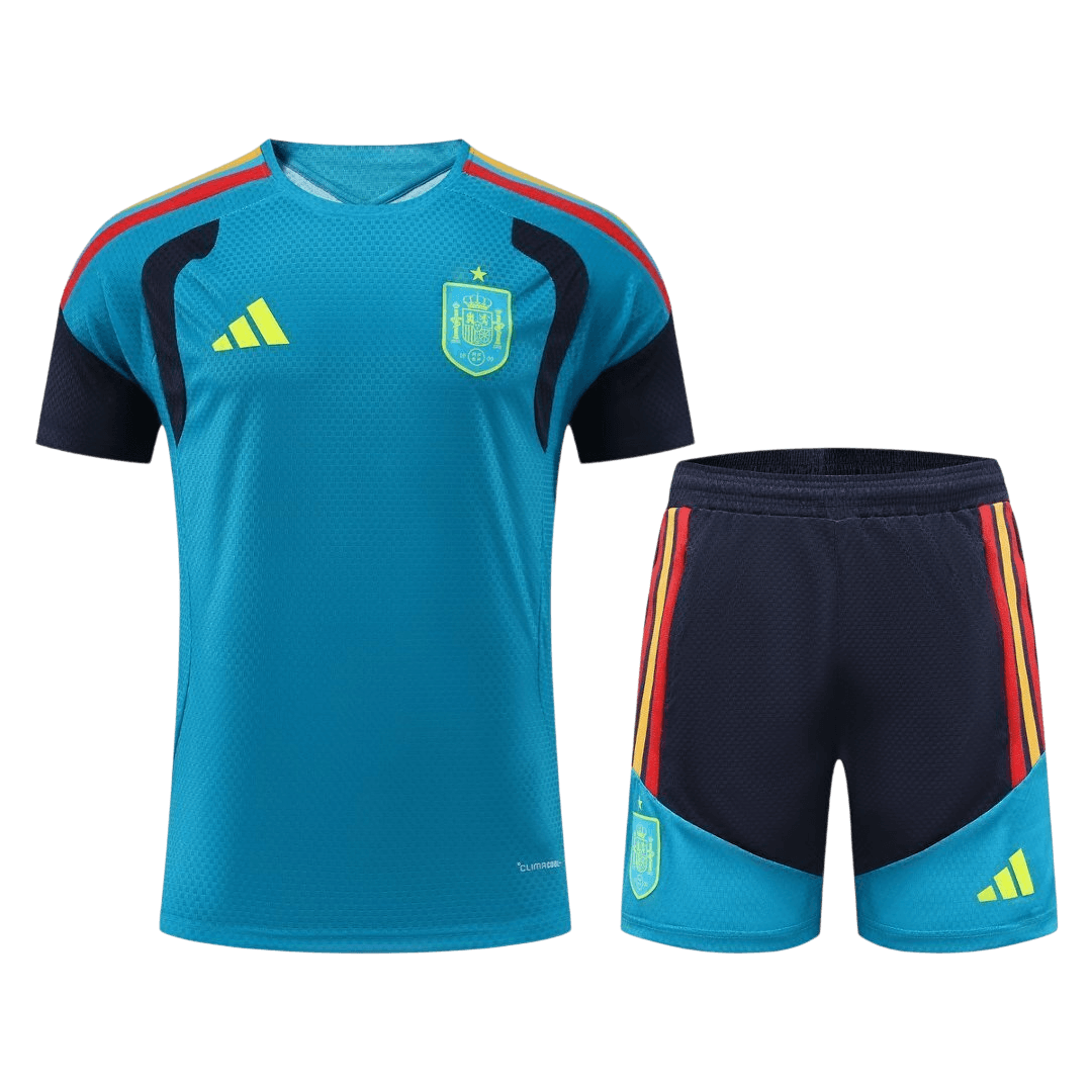Versão Do Jogador Spain Copa do Mundo Camisa Conjunto(Camisa+Calções) 2026 Azul - camisola de futebol para adeptos