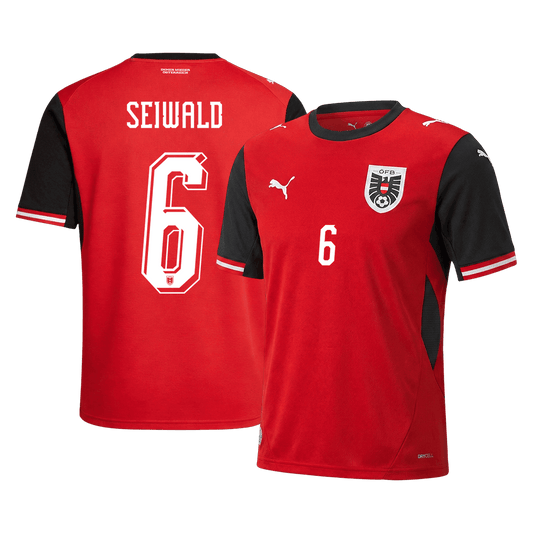 SEIWALD #6 Austria Casa Camisa Copa do Mundo 2026 Vermelho