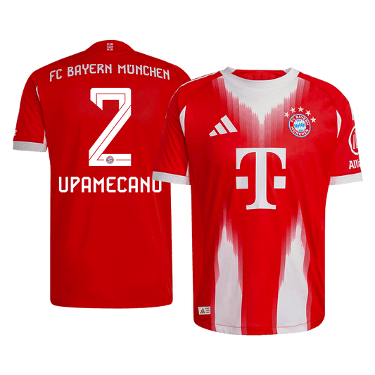 Autêntico UPAMECANO #2 Bayern Munich Casa Futebol Camisas 2025/26 Vermelho